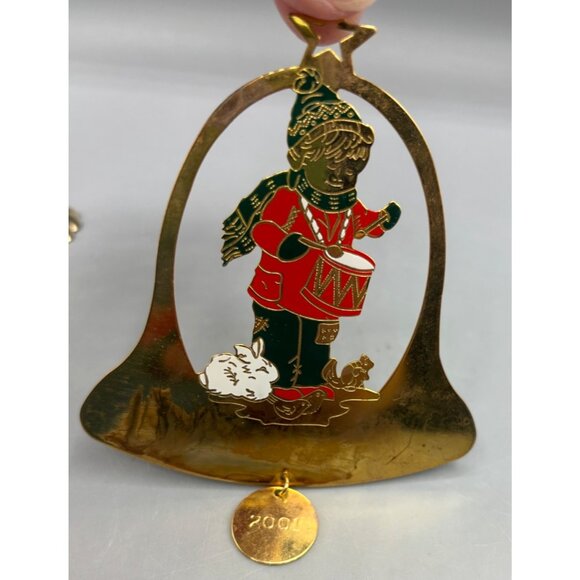 Vtg 80s 90s Gold Tone Brass Christmas Ornament Collection 10 Pc - Picture 9 of 11